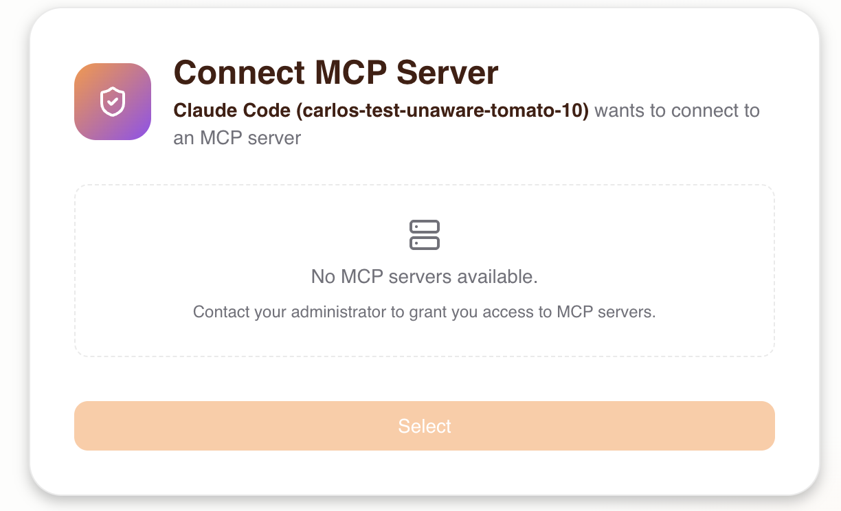 Consent flow — empty state